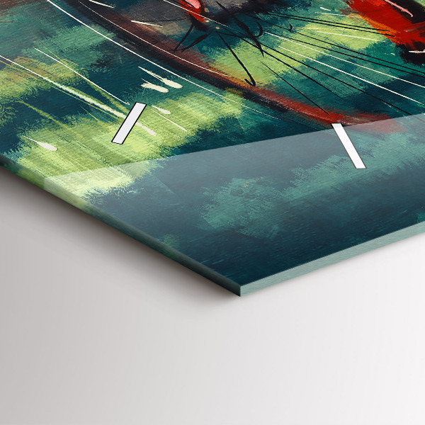 Horizontální skleněné hodiny na stěnu Malované jízdní kolo