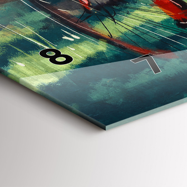 Horizontální skleněné hodiny na stěnu Malované jízdní kolo