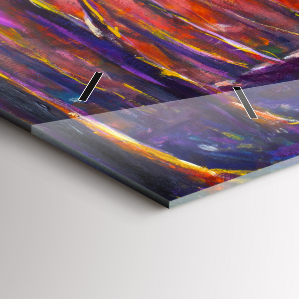 Horizontální skleněné hodiny na stěnu Pár v lese