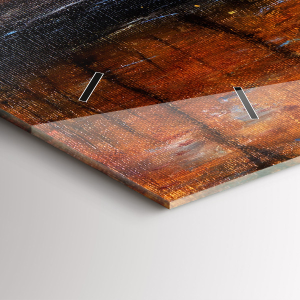 Horizontální skleněné hodiny na stěnu Výtvarné umění