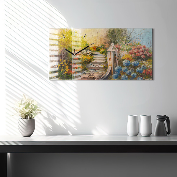 Horizontální hodiny na skle Složení oleje v lese