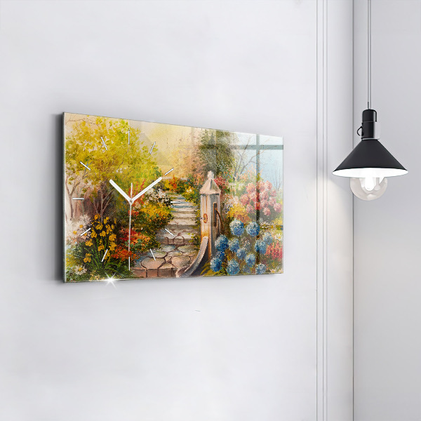 Horizontální hodiny na skle Složení oleje v lese