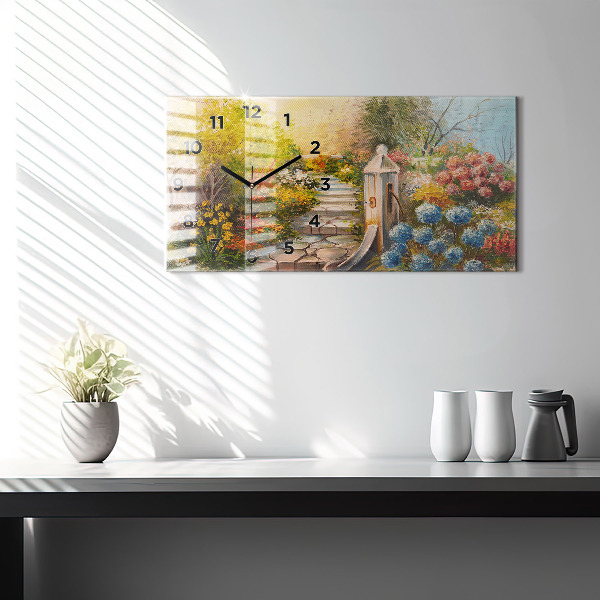 Horizontální hodiny na skle Složení oleje v lese