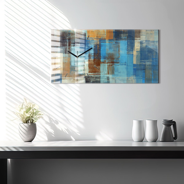 Horizontální skleněné hodiny na stěnu Barevné pozadí - abstraktní