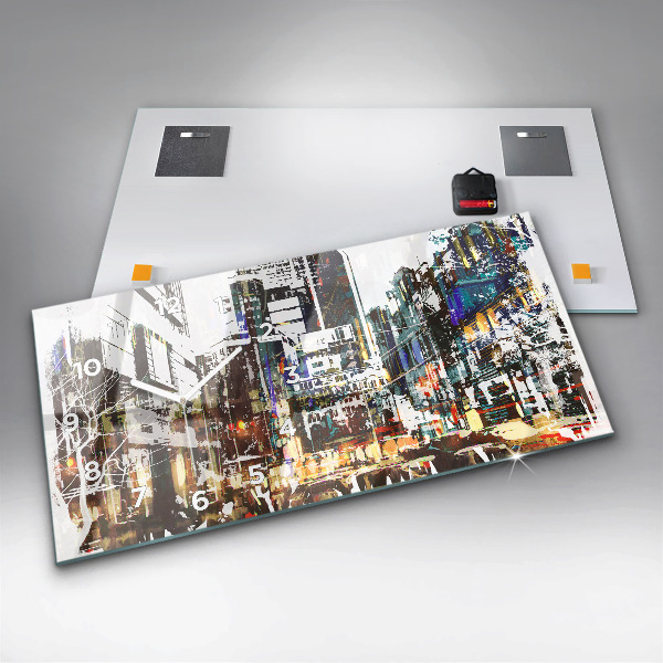 Horizontální hodiny na skle New York