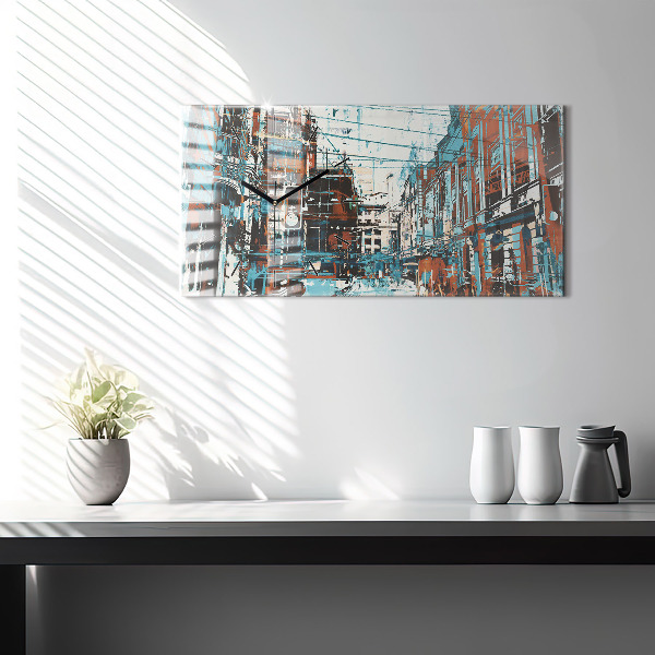 Horizontální hodiny na skle Pouliční umění