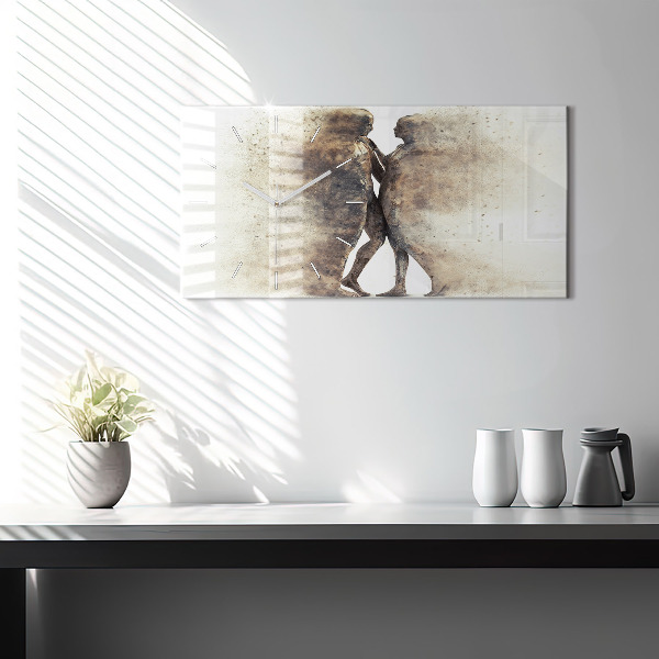 Horizontální hodiny na skle Abstrakce lidé písek