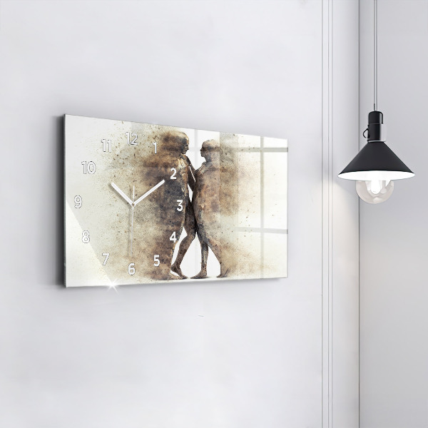 Horizontální hodiny na skle Abstrakce lidé písek