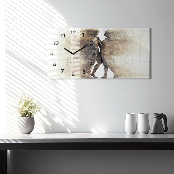 Horizontální hodiny na skle Abstrakce lidé písek