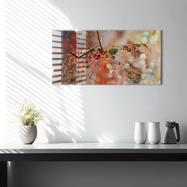 Horizontální hodiny na skle Foukačka s rosou