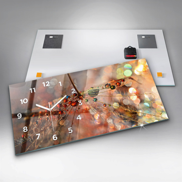 Horizontální hodiny na skle Foukačka s rosou