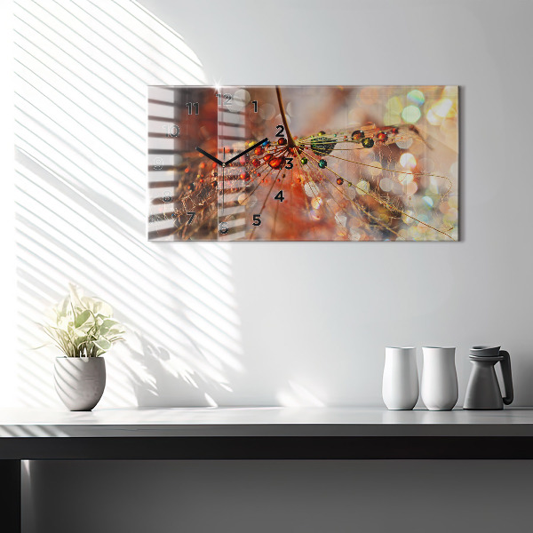 Horizontální hodiny na skle Foukačka s rosou