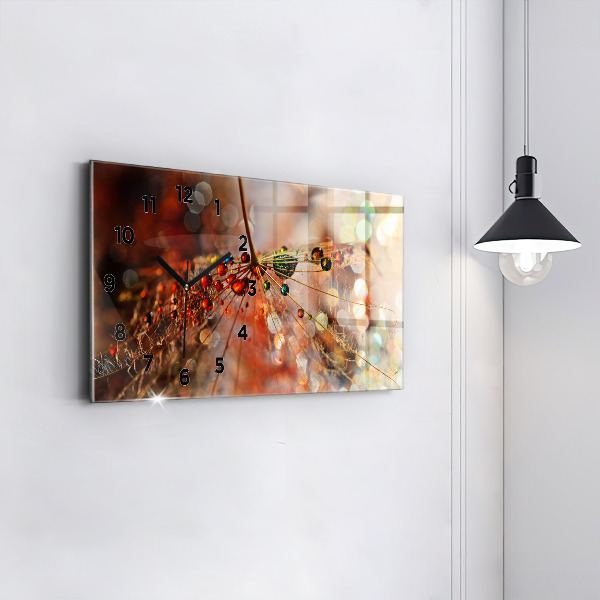 Horizontální hodiny na skle Foukačka s rosou