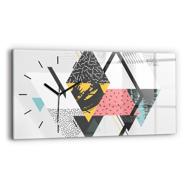 Horizontální hodiny na skle Geometrický vzor