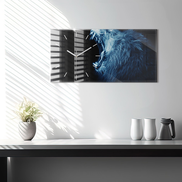 Horizontální hodiny na skle Řeč těla divokého lva
