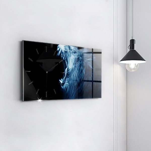 Horizontální hodiny na skle Řeč těla divokého lva