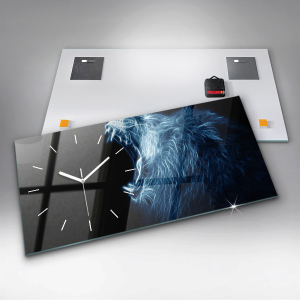 Horizontální hodiny na skle Řeč těla divokého lva