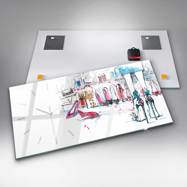 Horizontální hodiny na skle Prvek ženskosti