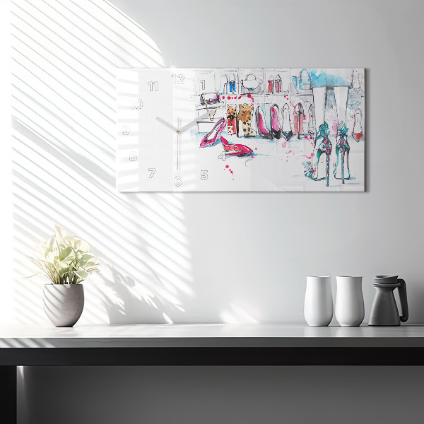 Horizontální hodiny na skle Prvek ženskosti