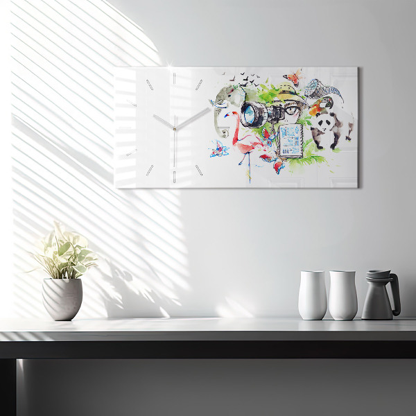 Horizontální hodiny na skle Zoolog