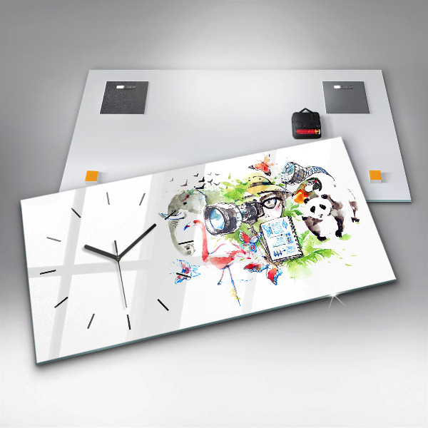 Horizontální hodiny na skle Zoolog