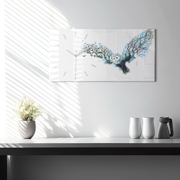 Horizontální hodiny na skle Svoboda a příroda ptáků