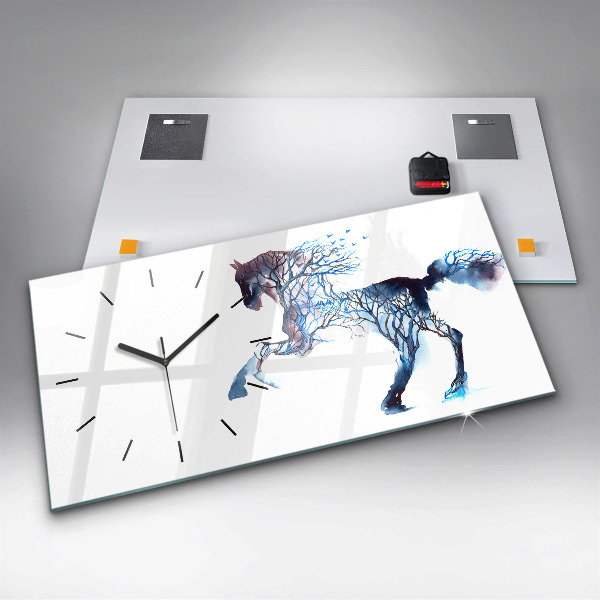 Horizontální hodiny na skle Příroda zvířat Altruismus