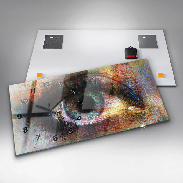 Horizontální hodiny na skle Pouliční umění Oko