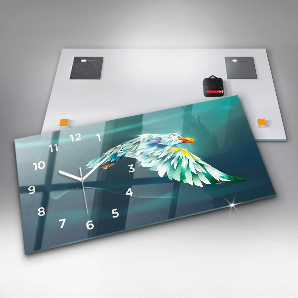 Horizontální hodiny na skle Obrázek létajícího orla