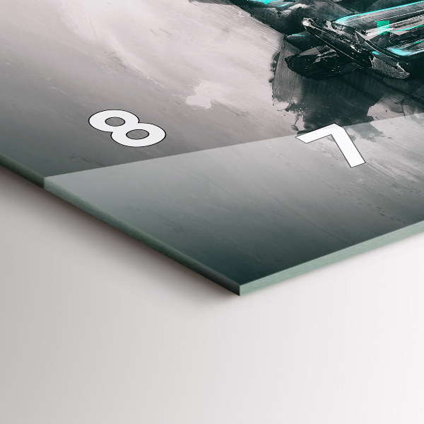 Horizontální hodiny na skle Oldschoolové auto