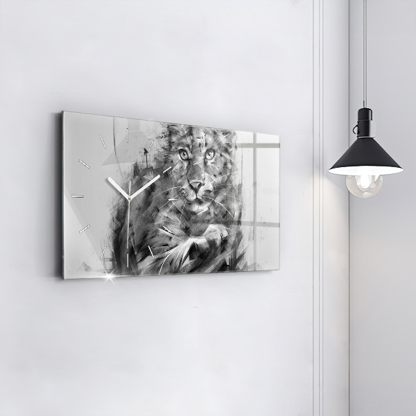 Horizontální hodiny na skle Malovaný lev