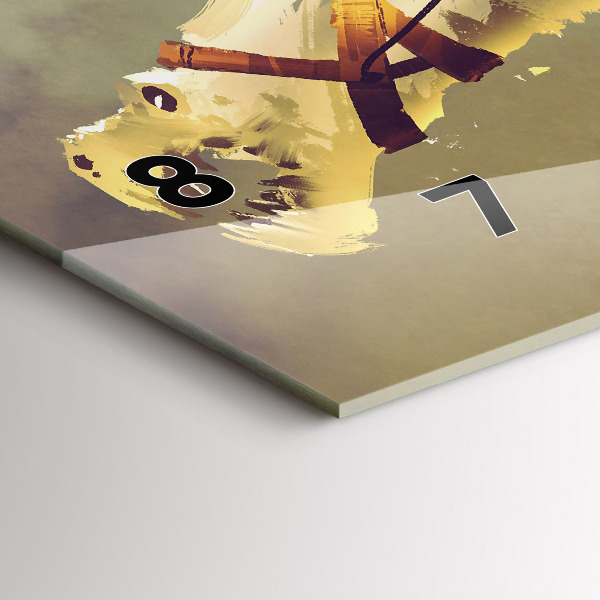 Horizontální hodiny na skle Ilustrace dračího jezdce