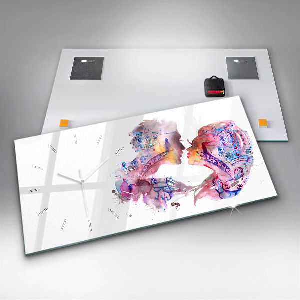 Horizontální hodiny na skle Dvě těla, jedna duše