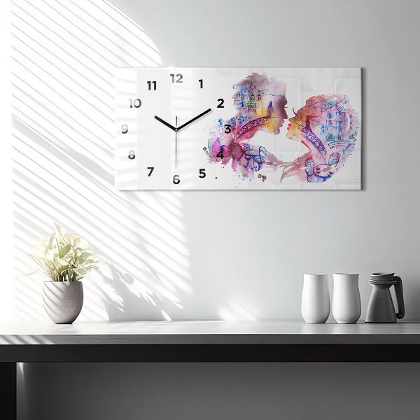 Horizontální hodiny na skle Dvě těla, jedna duše