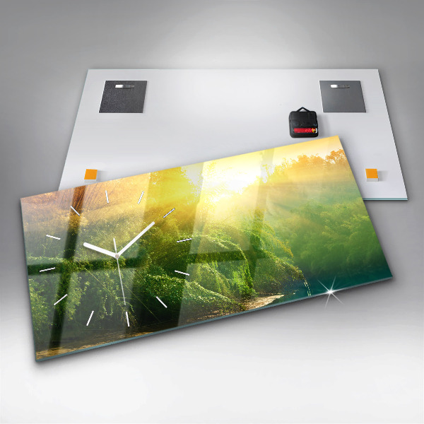 Horizontální hodiny na skle Klidná příroda