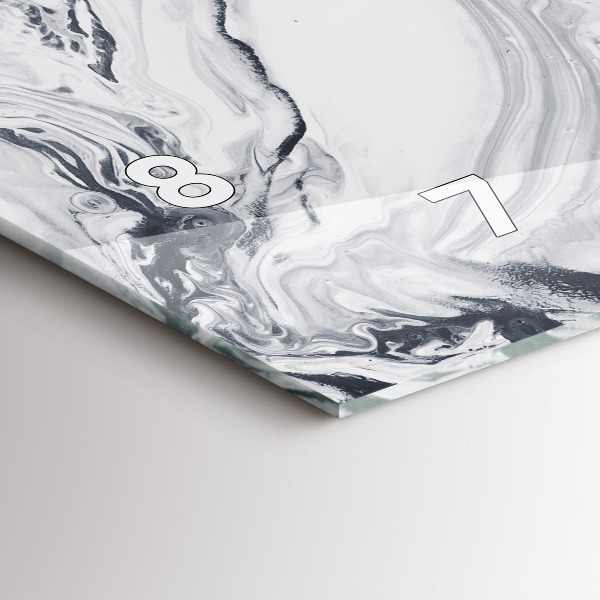 Horizontální hodiny na skle Abstraktní inkoustový mramor