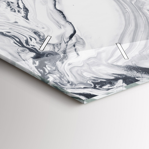 Horizontální hodiny na skle Abstraktní inkoustový mramor