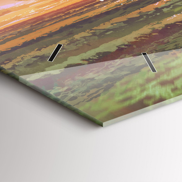 Horizontální hodiny na skle Koncert na pláži