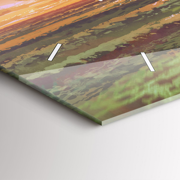 Horizontální hodiny na skle Koncert na pláži