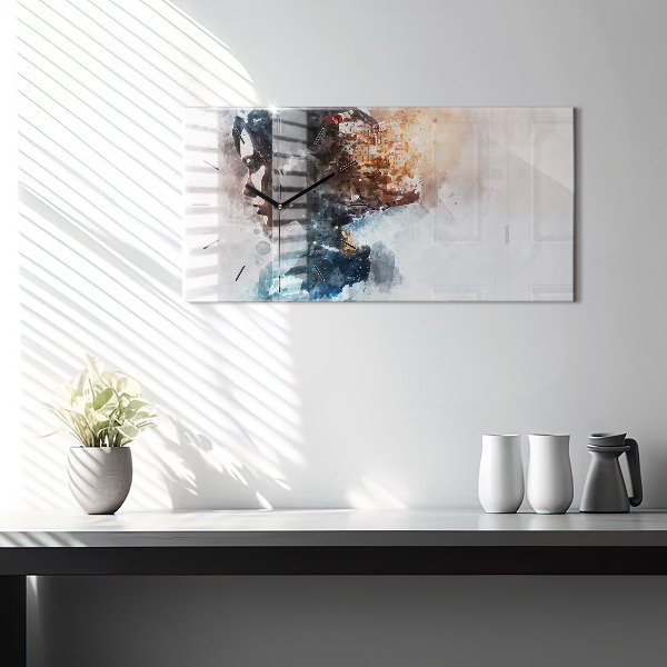 Horizontální hodiny na skle Minulost v zátylku