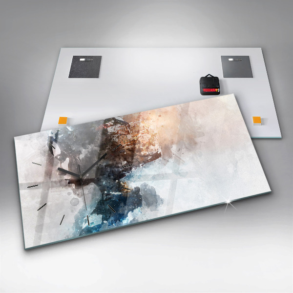 Horizontální hodiny na skle Minulost v zátylku