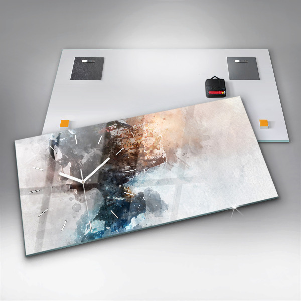 Horizontální hodiny na skle Minulost v zátylku