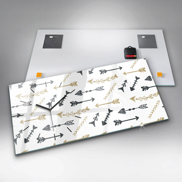 Horizontální hodiny na skle Geometrický hipsterský vzor