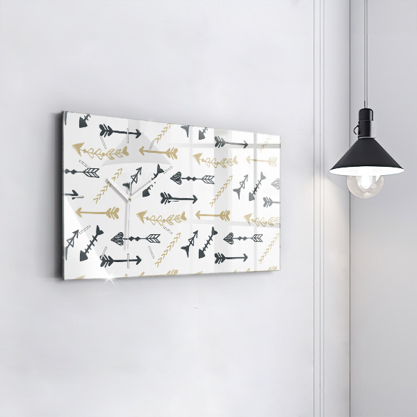 Horizontální hodiny na skle Geometrický hipsterský vzor