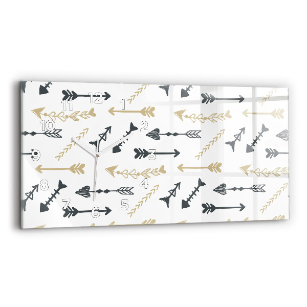 Horizontální hodiny na skle Geometrický hipsterský vzor