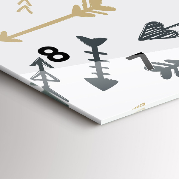 Horizontální hodiny na skle Geometrický hipsterský vzor