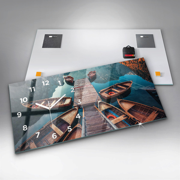Horizontální hodiny na skle Plošina a jezero