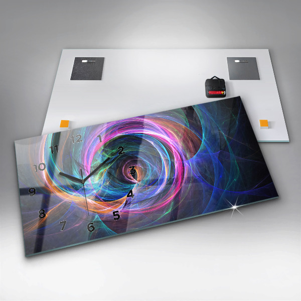 Horizontální hodiny na skle Barevný fraktál