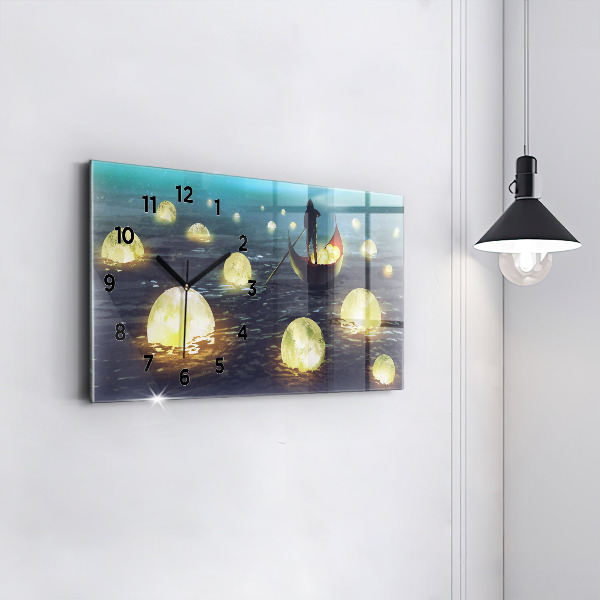 Horizontální hodiny na skle Abstrakce