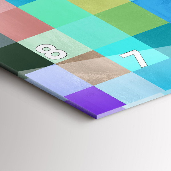 Horizontální hodiny na skle Kompozice čtverců